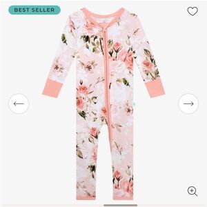 Posh Peanut Pink Floral Zip Footed One-Piece